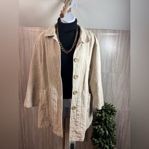 Focus Women's Cream Textured Jacket Button Down